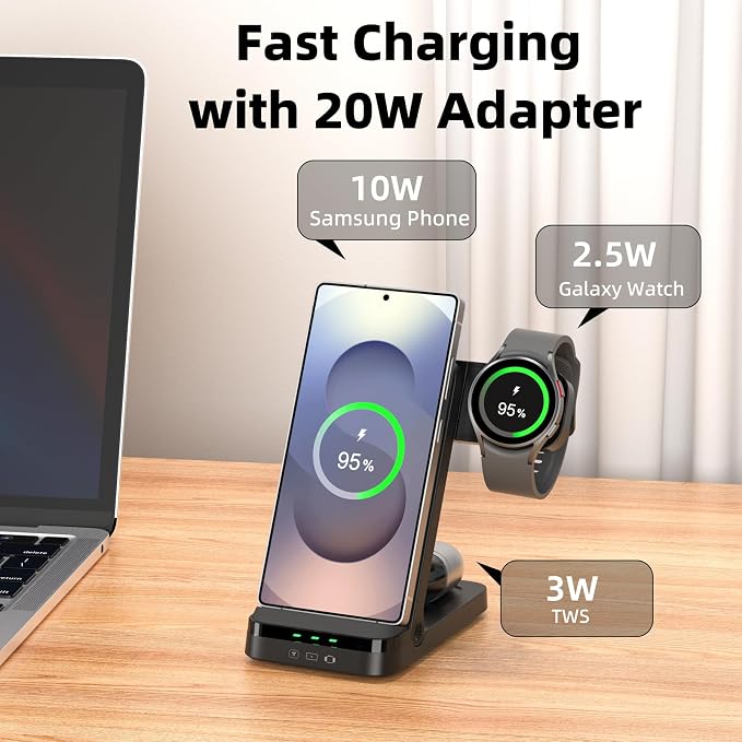 Wireless Charger for Samsung, 3 in 1 Wireless Charging Station for S25 S24 - Image 3