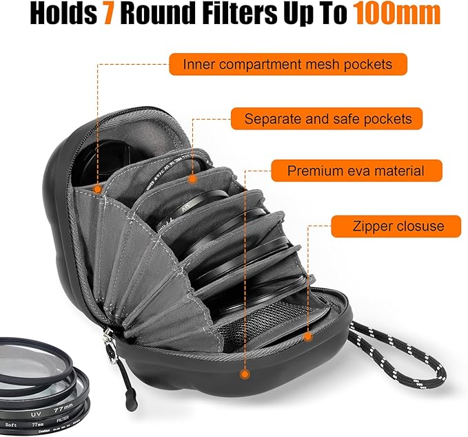 Cwatcun Hard Shell Lens Filter Case, Camera Filter Case - Image 2