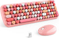 KNOWSQT Wireless Keyboard and Mouse Combo, Light Pink 100 Keys 2.4 GHz Round by KNOWSQTKeyboardMouse