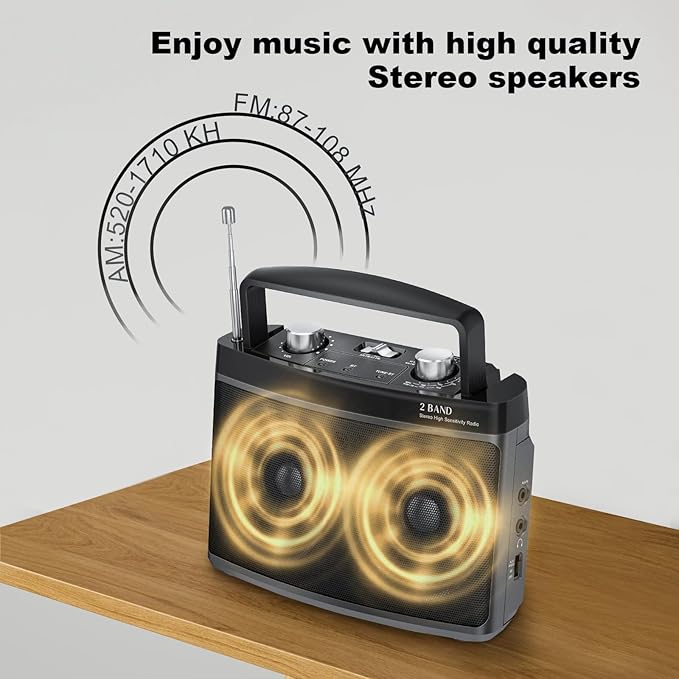 Portable AM FM Radio with Best Reception, Transistor Radio with Bluetooth Plug - Image 4