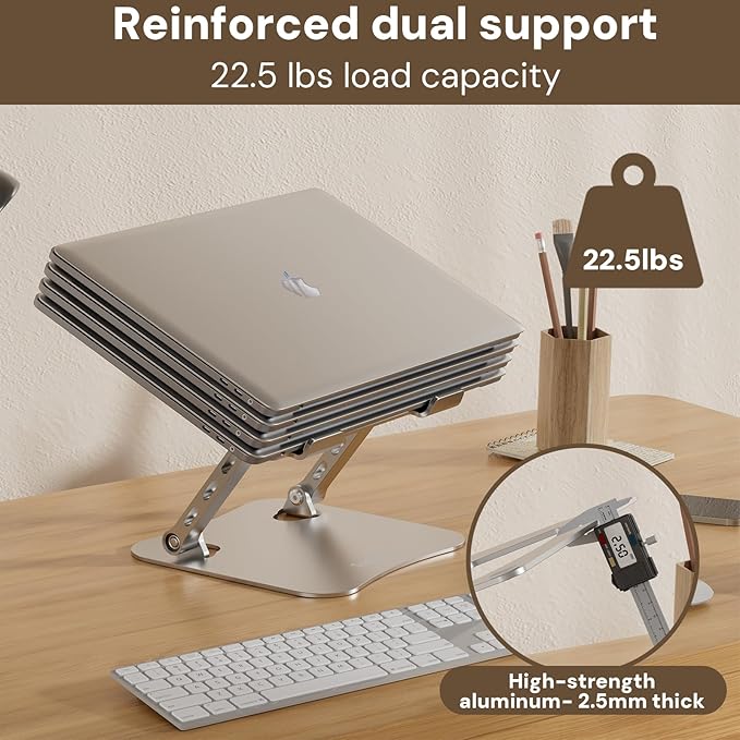 Laptop Stand for Desk – 2.5mm Aluminum Ergonomic Riser, Adjustable Height & - Image 5