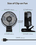 GEHEN Clip-On Fan with Sturdy Clamp, USB-Powered Fan 3-Speed, Ultra-Quiet - Image 2