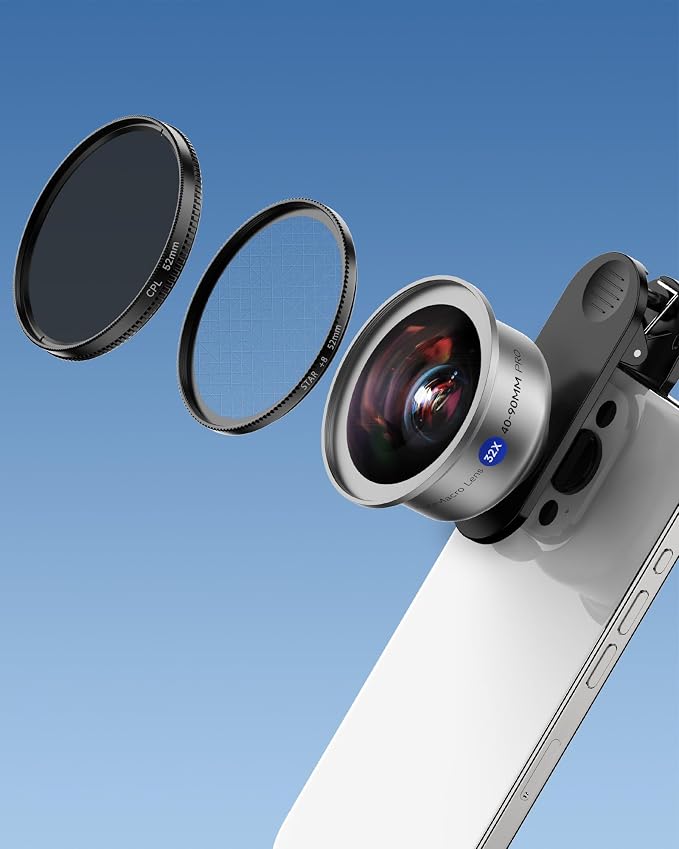 32X Macro Lens Kit for iPhone, 3 in 1 Phone Camera Lens Kit, 52MM CPL Lens by MARTVSEN