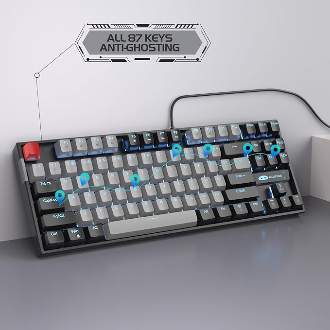 MageGee 75% Mechanical Gaming Keyboard, LED Backlit, 87 Keys Compact TKL Wired - Image 5