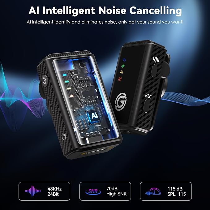 Wireless Microphone, AI Noise Cancelling - Image 2