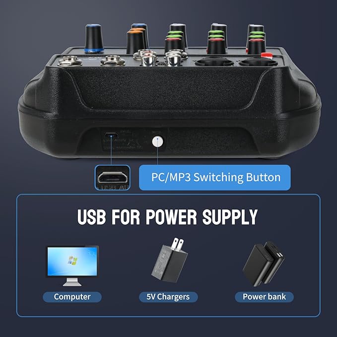 DJ Audio Mixer, DJ Mixers 4 Channel Sound Board - Image 7