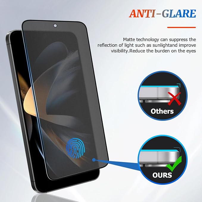 2 Pack Galaxy S22+/S23 Plus Matte Anti spy Privacy Screen Protector, 9H - Image 4