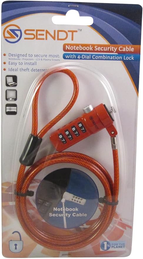 Sendt Red Notebook/Laptop Combination Lock Security Cable - Image 2