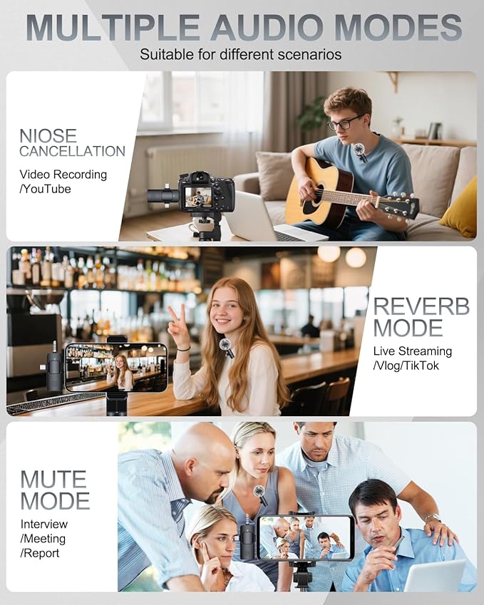 PQRQP 3 in 1 Professional Wireless Lavalier Microphone - Image 6