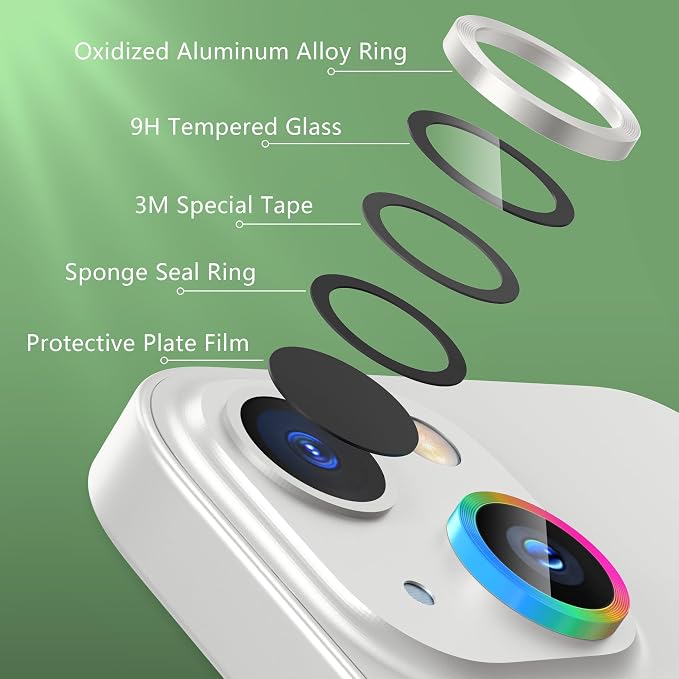 AGVEE 3+3 6 Pack for iPhone 14 6.1" / 14 Plus 6.7" Camera Lens Cover Protector - Image 7