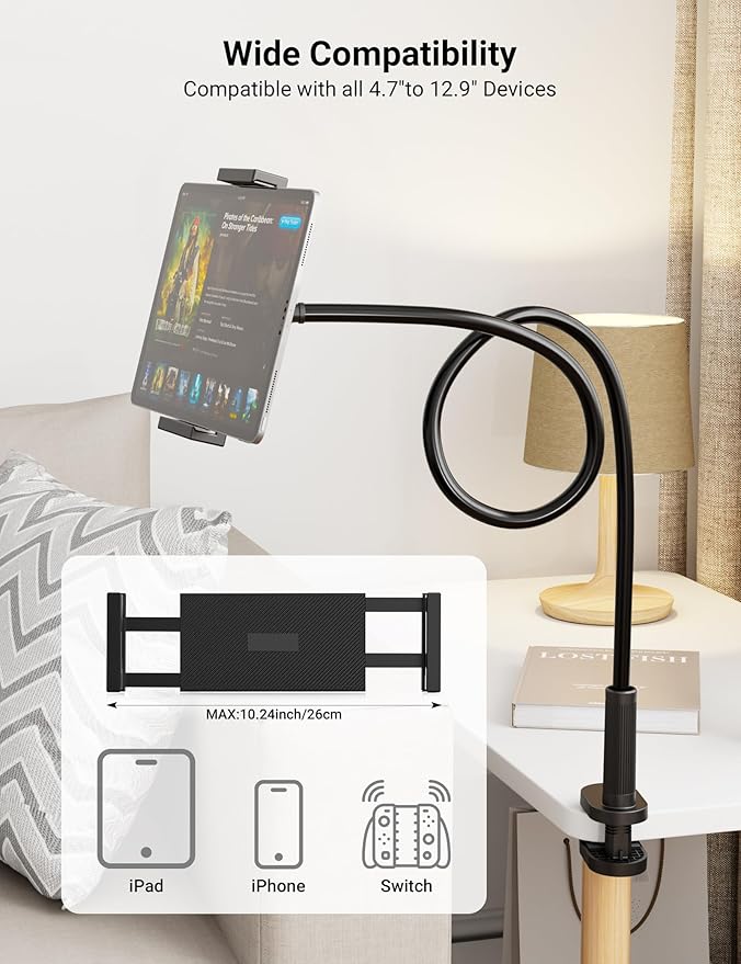Flexible Gooseneck Tablet Holder, 360° Adjustable Phone Mount - Image 3