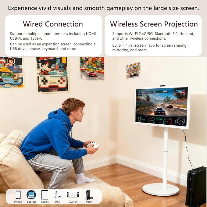 OFD 32" Portable TV on Wheels FHD, Android 15, EDLA-Certified, Rolling TV - Image 8