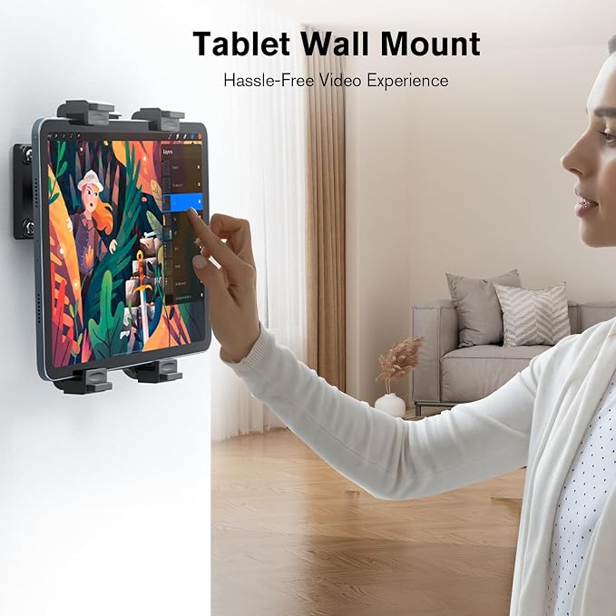 PLDHPRO Tablet Wall Mount, 360° Rotation Universal iPad Holder Stand Compatible - Image 2