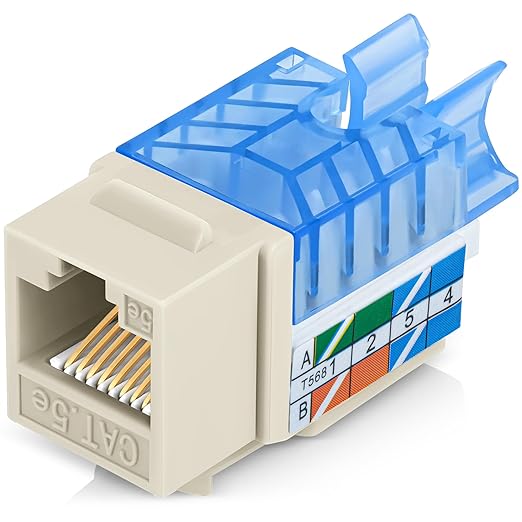 Everest 45° Angled RJ45 Cat5e Keystone Jacks 50-Pack in Ivory by EverestMediaSolutions