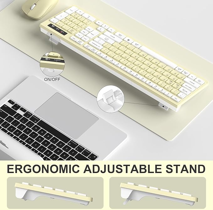 Wireless Keyboard and Mouse Combo, Full-Sized Wireless Keyboard and Adjustable - Image 4