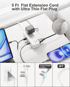 5 USB Travel Power Strip- 5Ft Short Extension Cord - Image 5