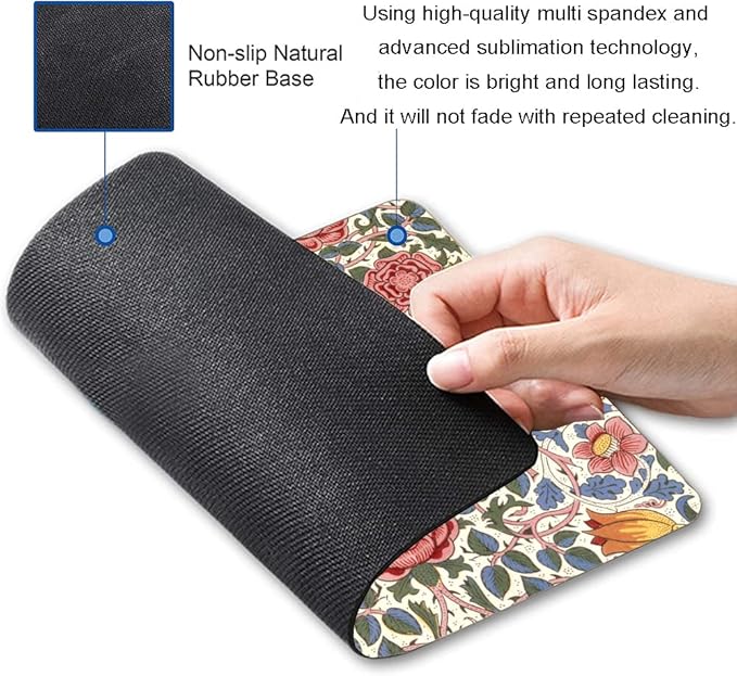 Mouse Pad, Floral Mouse Pad, Square Mouse Mat Waterproof Mousepad Non-Slip - Image 6