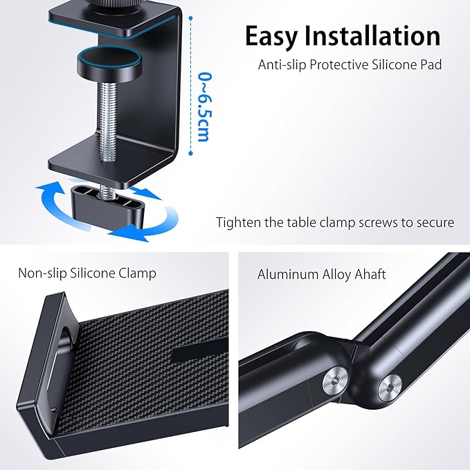 Tablet Stand Holder, Aluminum iPad Desk Mount Bracket, Tablet Arm Mount Holder - Image 3