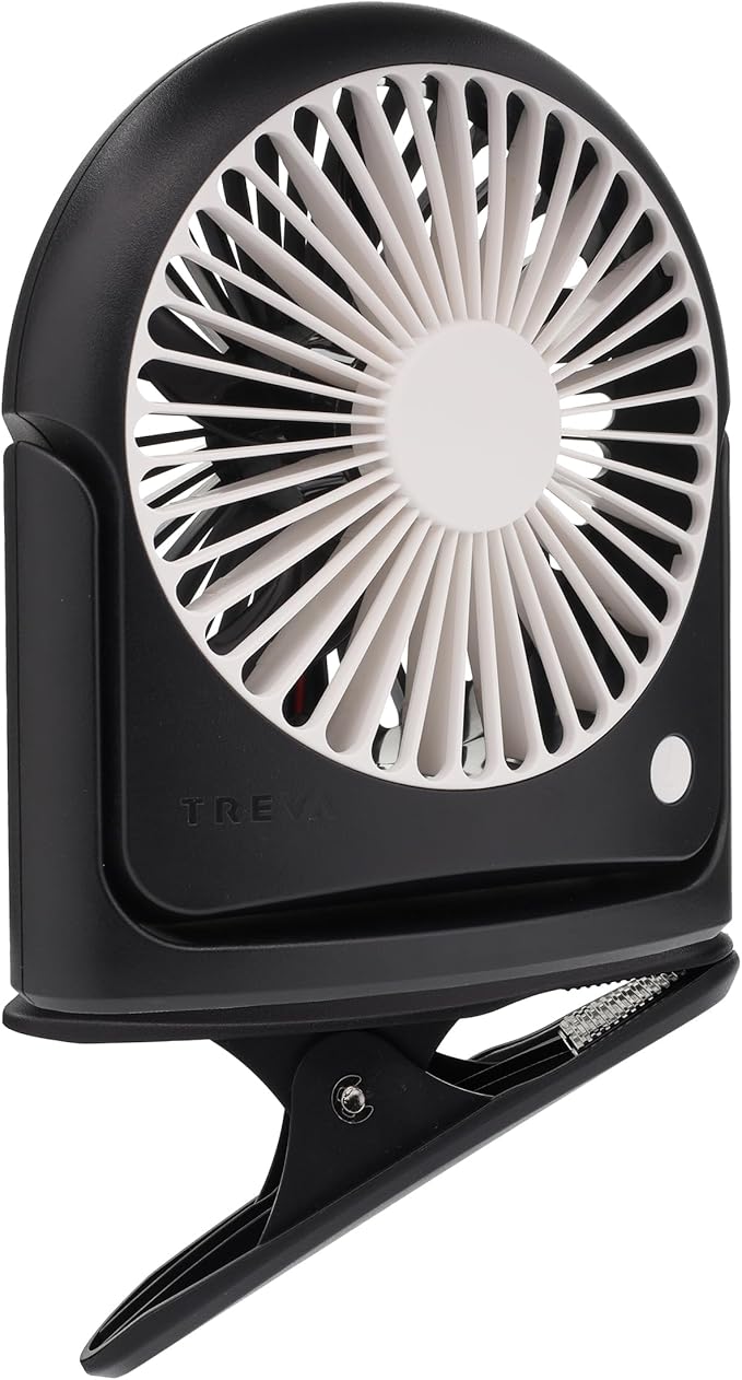 Treva 5 Inch Rechargeable Powered Clip Fan 3 Speed Slim and Portable Indoor and by Treva