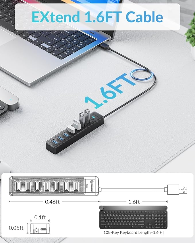 PHIXERO 7 Port USB Hub 3.2 - Image 6