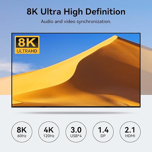 8K@60Hz HDMI Displayport KVM Switch 3 Monitors 2 Computers 4K@120Hz Triple - Image 6