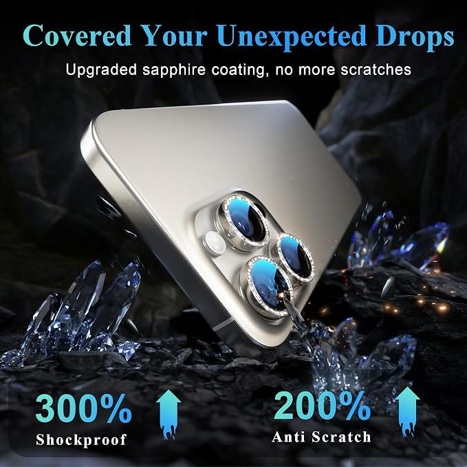 YWXTW Designed for iPhone 16 Pro/iPhone 16 Pro Max Camera Lens Protector Bling - Image 3