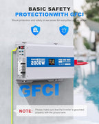 2000W Pure Sine Wave Power Inverter 24V DC to 120V AC Converter 4000 Watt Peak - Image 2