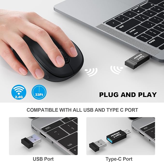 WisFox 2.4G Wireless Mouse for Laptop, Ergonomic Computer Mouse - Image 2