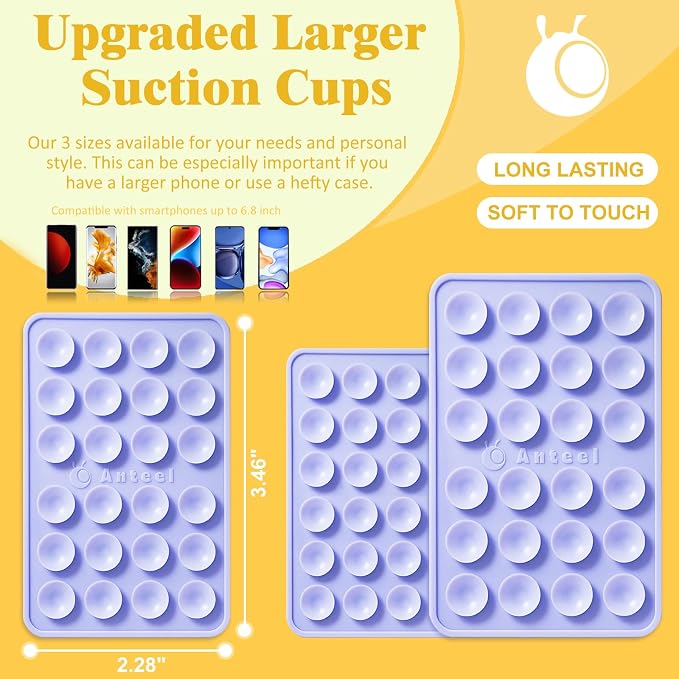 Anteel Medium-Sized Silicone Suction Phone Case Adhesive Mount, Enhanced - Image 7