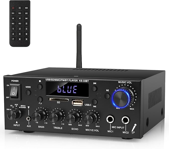 Romicta Stereo Audio Amplifier, 2 Channel 500W Bluetooth 5.0 Home Audio Stereo by Romicta