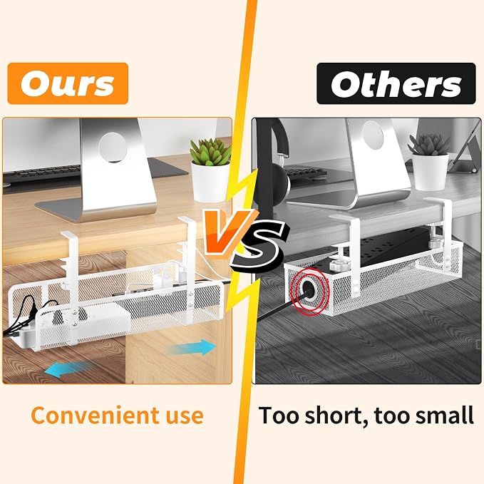 Under Desk Cable Management Tray, Wire Management Desk Cable Organizer Cable - Image 3