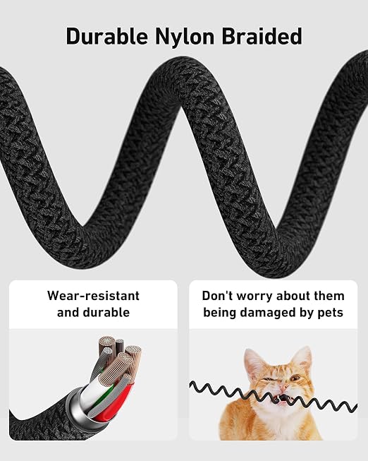 USB C Cable Coiled 6FT 2Pack, Braided USB A to Type C Charger Cable - Image 7