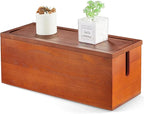 Large Cable Management Box, Wooden Cord Organizer Box by Bivvclaz