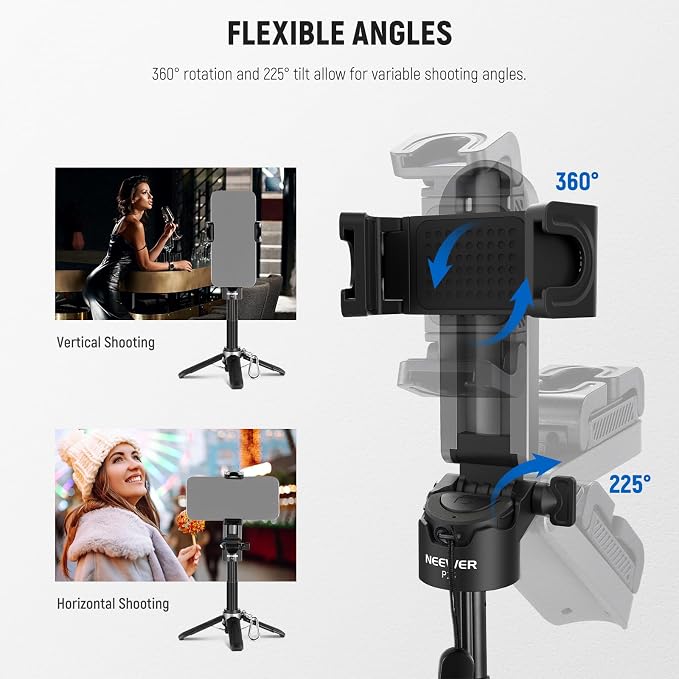 NEEWER Selfie Stick Tripod for iPhone, Lightweight Foldable Mini Travel 360° - Image 4