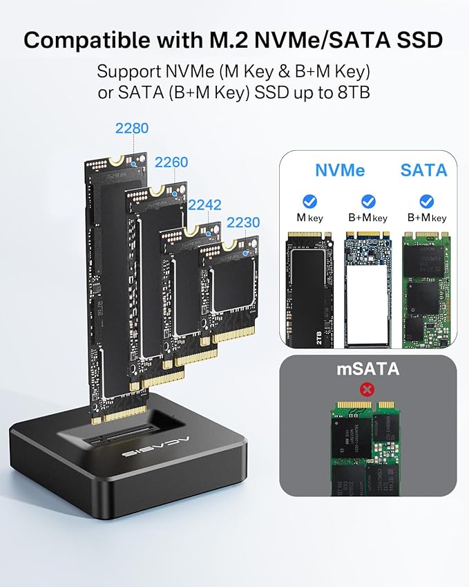 ACASIS NVME SSD Reader Adapter, Aluminium Alloy Housing Fast Heat Dissipation - Image 6