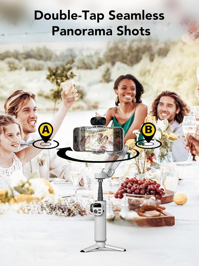 Gimbal Stabilizer for Smartphone, NO APP Tracking, 20CM Extension Rod, Face & - Image 5