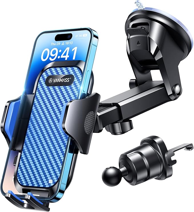 VANMASS True Military-Grade Car Phone Holder Strongest Suction & Clip Cell by VANMASS