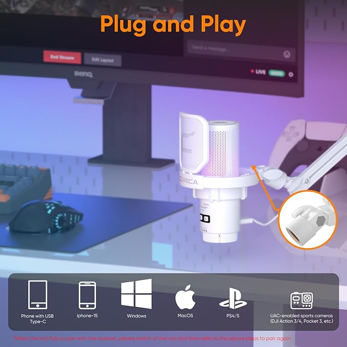 COMICA EJoy Uni USB Microphone for PC Gaming, - Image 7