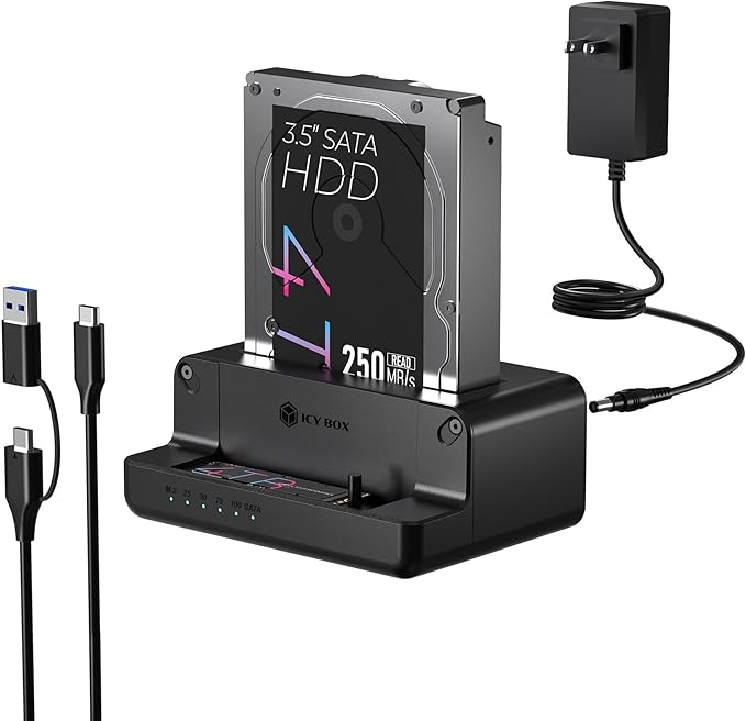 M.2 NVMe & SATA SSD/HDD Hard Drive Docking Station, ICY BOX USB-C 10Gbps M.2 by ICYBOXUS