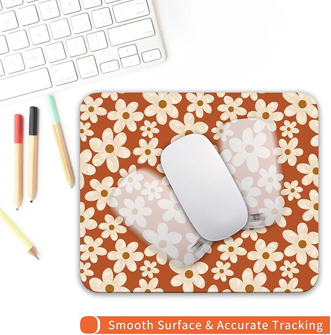 Square Mouse Pad Cute Flowers, Personalized Premium-Textured Custom Mouse Mat - Image 4