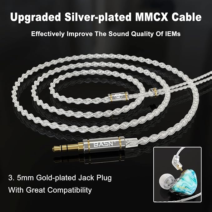 BASN MMCX in Ear Monitor Headphones, Triple Driver IEM in-Ear Earphone - Image 4