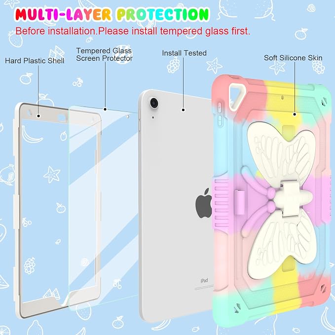 BLOSOMEET Pink Kids Case for iPad 9th/8th/7th Generation 2021/2020/2019 10.2 - Image 2