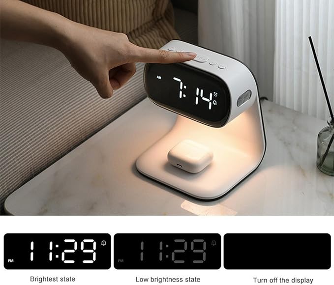 Wireless Charger Alarm Clock, Featuring Wireless Charging, 3-Level Lighting - Image 4