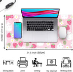 Pink Kawaii Desk Mat, Strawberry Field Desk Pad Large, Extended Mouse Pad Cute - Image 2