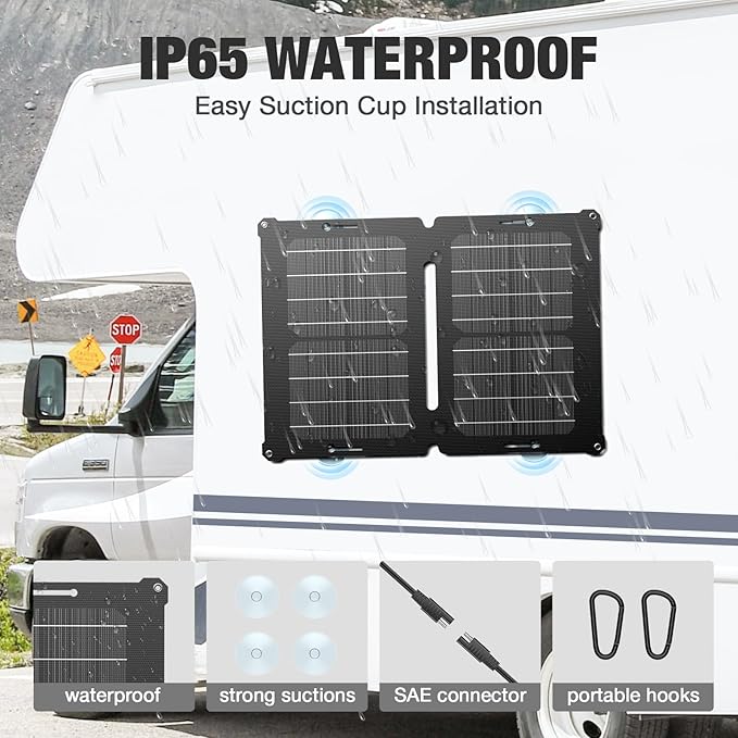 GRECELL 12V 25W Solar Battery Charger Maintainer, Portable Solar Panel Car - Image 5