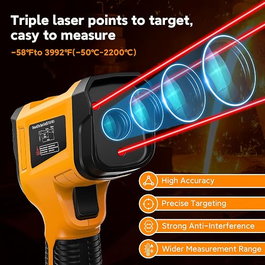 -58°F to 3992°F Infrared Thermometer IR Gun, High-Temp Digital Temperature Gun - Image 2