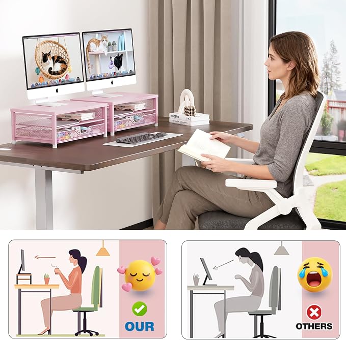 Desk Organizers and Accessories, 2-Tier Computer Monitor Stand Riser - Image 4