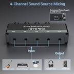 Cubilux 4-Channel 3.5mm Audio Mixer, Ultra-Low-Noise Mini Audio Mixer - Image 3