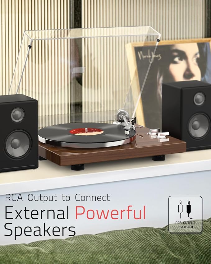 Record Player for Vinyls Turntables Wireless Output Connectivity Belt-Drive 33 - Image 8