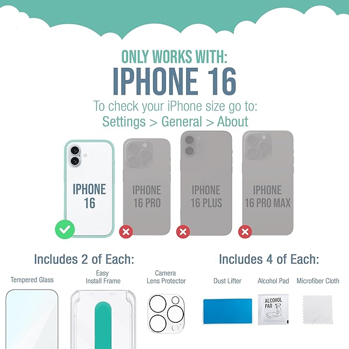 Smartish® iPhone 16 Screen Protector + Camera Lens Covers - Image 6